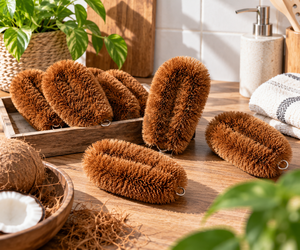 Brosse de nettoyage manuelle en fibres de coco naturelles, robuste, jetable, écologique, durable, anti-rayures, pour la cuisine - Product Image 3