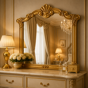Grand Palais Wooden Carving Wall Mirror Handcrafted Decorative <b>Frame</b> Premium Full Length Dressing Mirror for Elegant Interiors - Product Image 4