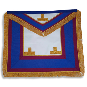 Tablier maçonnique Mark Grand Undress bleu roi avec bordure rouge et couronne de lauriers brodée or, pour assistant - Product Image 4