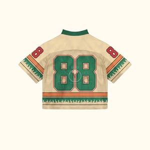 Maillot de hockey sur glace personnalisé, col en V, manches courtes, maille respirante en polyester, vêtements de sport pour hommes adultes, numéro 88, design vert orange - Product Image 3