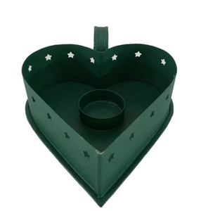 Portavelas de metal color verde claro con forma de corazón 3D, estilo clásico, para sala de estar. - Product Image 4