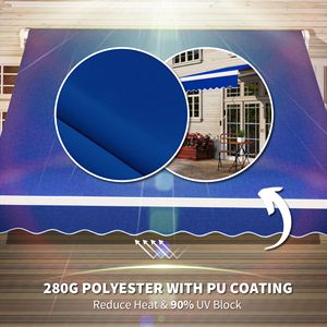 8FT X 6.6FT Blue Manual Retractable Patio Awning Folding Sun Shade Deck <b>Window</b> <b>Cover</b> for Exterior UV Protection Terraces 3M 4M - Product Image 5