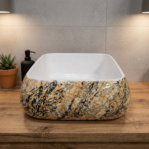 Modern Brown Oval Porcelain Bathroom Vessel Sink Luxury One Piece Countertop Wash Basin Art Lavabo - Product Image 5