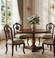 Table à manger traditionnelle en bois avec 8 chaises, style antique, pour salle à manger, maison, villa, appartement