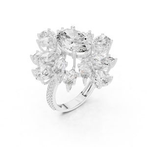 Anillo de Oro Rosa de 14K con Diamante Cultivado en Laboratorio de Corte Ovalado de 10.79 Ct, Estilo Vintage para Uso Diario, para Mujer |   Diamante Cultivado Nuevo - Product Image 5