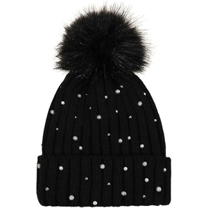 Wholesale Black Studded Beanie Hat Crystal Rib Knit <b>Winter</b> <b>Cap</b> Unisex Soft Warm Skull <b>Cap</b> Custom Embroidery - Product Image 3