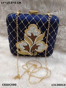 Beaded Diamond Lattice Clutch Evening Bag with Floral <b>Embroidery</b> in Gold Silver Black Blue and Mint Colors - Product Image 4