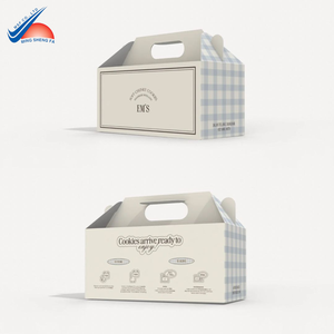 Caja de papel impresa personalizada para panadería con asa | Caja de embalaje de galletas ecológica - Product Image 1