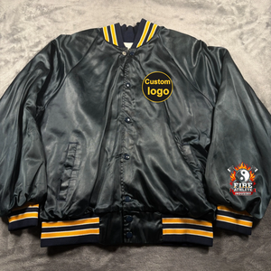 Chaquetas bomber de béisbol para hombre con logotipo personalizado bordado, diseño de rayas de alta calidad, cuello y puños de punto acanalado. - Product Image 1