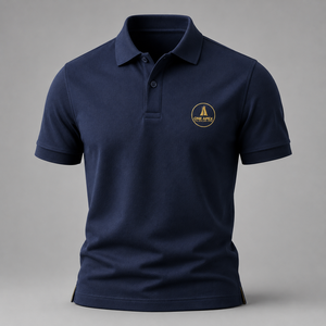 เสื้อโปโลสีน้ำเงินกรมท่าสำหรับผู้ชาย ปักโลโก้ตามสั่ง เสื้อกอล์ฟ ชุดกีฬา ชุดยูนิฟอร์ม ผ้าปิเก้ เสื้อเชิ้ตลำลองสำหรับธุรกิจ - Product Image 2