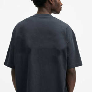 Camiseta Vintage Negra Lavada para Hombre, Mezcla de Algodón, Cuello Redondo, Estilo Urbano, Básica - Product Image 5