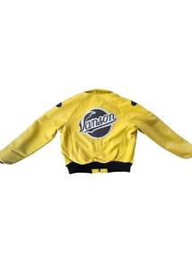 เสื้อแจ็คเก็ตมอเตอร์ไซค์หนังแท้สีเหลือง Vanson สไตล์สตรีทแวร์ ปิดด้วยซิป สำหรับผู้ชาย กันลม กันหนาว เป็นมิตรกับสิ่งแวดล้อม เหมาะสำหรับใส่ในฤดูใบไม้ร่วง - Product Image 1