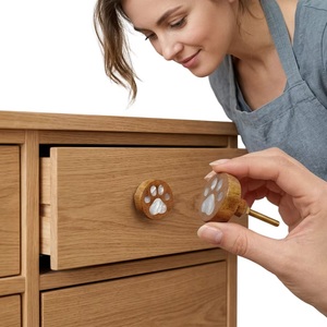 Boutons de meuble réglables en bois avec empreinte de patte et incrustation en résine, design moderne pour la maison, le bureau, les armoires et les meubles d'entrepôt - Product Image 2