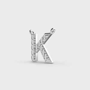 Colgante de Moissanita con Letra K, Plata 925, Engaste Pavé, Charm Clásico Unisex - Product Image 4