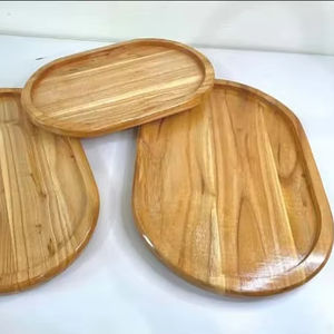 Bandeja de Servir de Madera Maciza Ecológica con Asas para Cocina, Hotel, Desayuno, Té, Café, Aperitivos, Plato para Comida, Uso Doméstico, Venta al por Mayor - Product Image 1