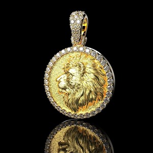 Colgante de Moissanita Cara de León de 1.4ct, Plata 925 Bañada en Oro de 14K, Rey del Coraje, Collar de Moissanita, Colgante de Diamante Estilo Hip Hop - Product Image 3