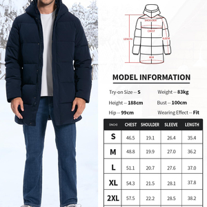 Solid Trader High Density Outer Shell Thermal Efficiency Cozy <b>Padded</b> Clothing <b>Long</b> Puffer Jacket - Product Image 2