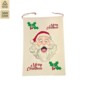 300 GSM Non Laminated Cotton <b>Canvas</b> <b>Drawstring</b> Gift <b>Bag</b> Gift Packaging 53x78 cm Flat Custom Logo Wholesale OEM Model SS193 - Product Image 2