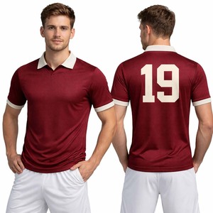 Custom Men’s Teamwear Sportswear Breathable Maroon Retro Polo Jersey Short Sleeve Athletic Shirt Wholesale Custom Logo - Product Image 3