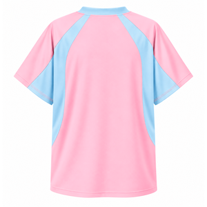 เสื้อยืดแร็กแลนระบายอากาศได้ดี คัสตอม แจ็คแอนด์จิล ออฟ อเมริกา พร้อมโลโก้ปักด้านหน้า สีฟ้าชมพู แขนสั้นลำลองสำหรับผู้หญิง - Product Image 3
