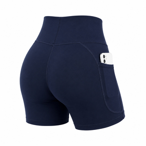 Shorts de Yoga Verdes de Cintura Alta con Bolsillos, Diseño Sin Costuras y Elástico en Cuatro Direcciones para Mujer, Shorts Deportivos para Gimnasio y Ciclismo - Product Image 2