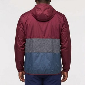 <b>Men</b> Burgundy Color Block <b>Packable</b> Windbreaker <b>Jacket</b> Half Zip Hooded Pullover Lightweight Windproof Outdoor Sports <b>Jacket</b> - Product Image 2