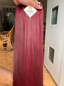Extensiones de Cabello Liso Color Rojo Borgoña, 100% Cabello Humano, Sedoso y Liso, Doble Trama, Puntas Gruesas, Cabello Virgen Vietnamita - Product Image 3