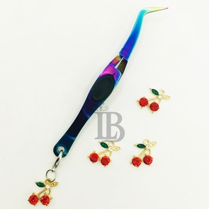 <b>Cherry</b> Style Tweezers Mink Eyelash Extension Tweezers Charm Tweezers Mink Smooth Handle Sustainable Eyelash Tweezers Logo Offer - Product Image 2