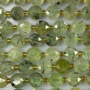 Perles de guérison en quartz rutilé vert naturel authentique de qualité supérieure, taillées en rond, facettées, pour la fabrication de bijoux - Product Image 2