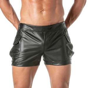 Shorts salopette sexy en similicuir noir pour homme, style fetish, pour clubwear et soirée - Product Image 4