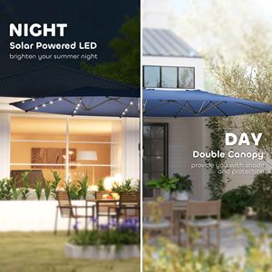 Ombrellone Solare a LED per Patio con Doppia Illuminazione per Uso Esterno - Product Image 4