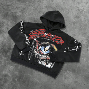 Sweat à capuche en coton éponge premium avec strass, coupe oversize, motif graphique, streetwear automne, mode homme, fabricant sur mesure - Product Image 4