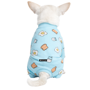 Pyjama pour chien, motif bleu petit-déjeuner, doux et extensible, vêtements de nuit respirants et confortables pour toutes les saisons, pour chiens de petite et moyenne taille, usage intérieur - Product Image 2