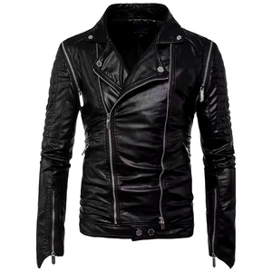 Chaqueta de cuero de invierno para hombre, abrigo de cuero europeo y americano de talla grande para mujer, chaqueta de moto con cremallera, chaqueta de carreras vintage - Product Image 5