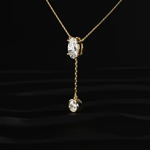 Nuevo Diseño de Collar con Doble Dije de Diamantes en Forma de Y, Collar con Colgante de Diamantes, Estilo Estético para Mujer - Product Image 3