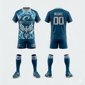 100% <b>Polyester</b> Men's Rugby Uniform Set Adults Sportswear Jersey Unisex Crew Neck Heat Transfer Breathable Short Quick Dry Front - Product Image 2