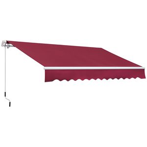 Toldo Retráctil Manual Rojo de 12 Pies x 8 Pies con Brazos Plegables para Patio, Terraza o Jardín, Proyección Máxima de 5 m - Product Image 1