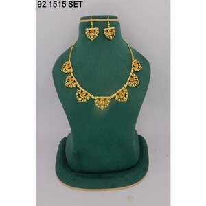 Geometric Pattern Trendy Alloy Choker Set Women's Engagement Anniversary <b>Gift</b> Dubai Gold Plated Jewelry Set Dubai Special Set - Product Image 2