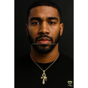 Fashion Egyptian Cross Hip Hop Pendant Necklace with VVS Moissanite Diamonds and 925 Sterling Silver - Product Image 6