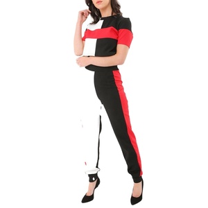 Conjunto deportivo de sudadera corta con cremallera y leggings para mujer, conjunto de dos piezas con estampado gráfico, ropa deportiva informal - Product Image 2