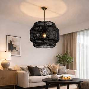Rattan Pendant Light Woven Bamboo <b>Ceiling</b> Lamp Boho Hanging Light for Living Room Dining Room Bedroom Supplier - Product Image 4