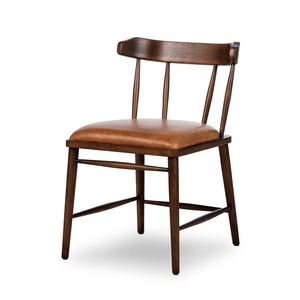 Midcentury Modern Wood <b>Dining</b> <b>Chair</b> With Faux Leather Upholstery Seat Home Furniture - Product Image 2