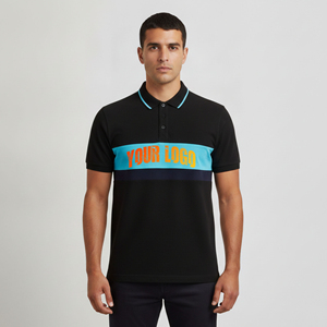 Camiseta polo de manga corta para hombre, 100% algodón, de secado rápido, transpirable, con bloques de color, logotipo personalizado impreso en DTF, para uso casual de verano. - Product Image 3