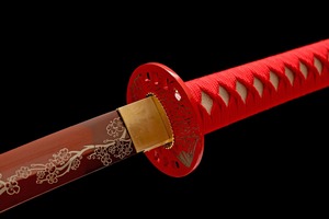 Épée Katana Samouraï, Acier à haute teneur en carbone T10 avec motif rouge image 1 Épée Katana Samouraï, Acier à haute teneur en carbone T10 avec motif rouge - Product Image 4