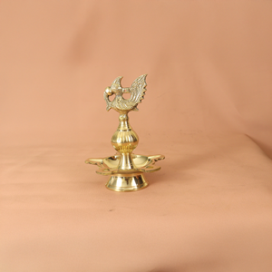 Lampe Diya en laiton, support de lampe traditionnel en forme de paon, lampe de prière décorative pour la maison, support de lampe à huile Diya - Product Image 4