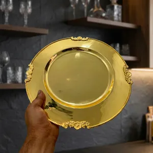 Premium Decorative Metal Charger <b>Plate</b> Durable Serving <b>Plate</b> for Wedding Table Decoration, Dining Display Home and Party Center - Product Image 3