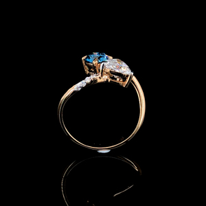 Elegante anillo de diamante cultivado en laboratorio con corte redondo y en forma de corazón, banda de oro amarillo macizo de 14k con pulido brillante, anillo de compromiso de 1 quilate. - Product Image 5