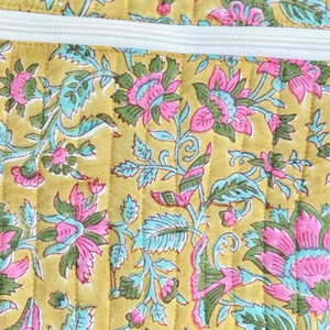 Stylish <b>Laptop</b> Sleeve Cotton Quilted Zip Closure Multi-Pocket Design Jaipur Hand Block Print Soft Skin Friendly Customizable - Product Image 2