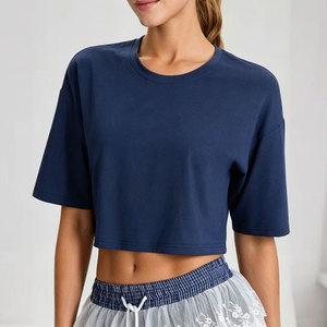 Crop Top Loose Fit Women's Plus Size Lightweight 180 Gsm Cotton Jersey Gym Wear Training Wear <b>Yoga</b> <b>T</b>-<b>Shirt</b> Crop Jersey - Product Image 1