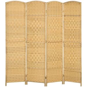 4-Panel 6FT Tall <b>Folding</b> Privacy <b>Screen</b> Traditional Style Wood Partition Freestanding Divider for Home Office Nature Wood - Product Image 1